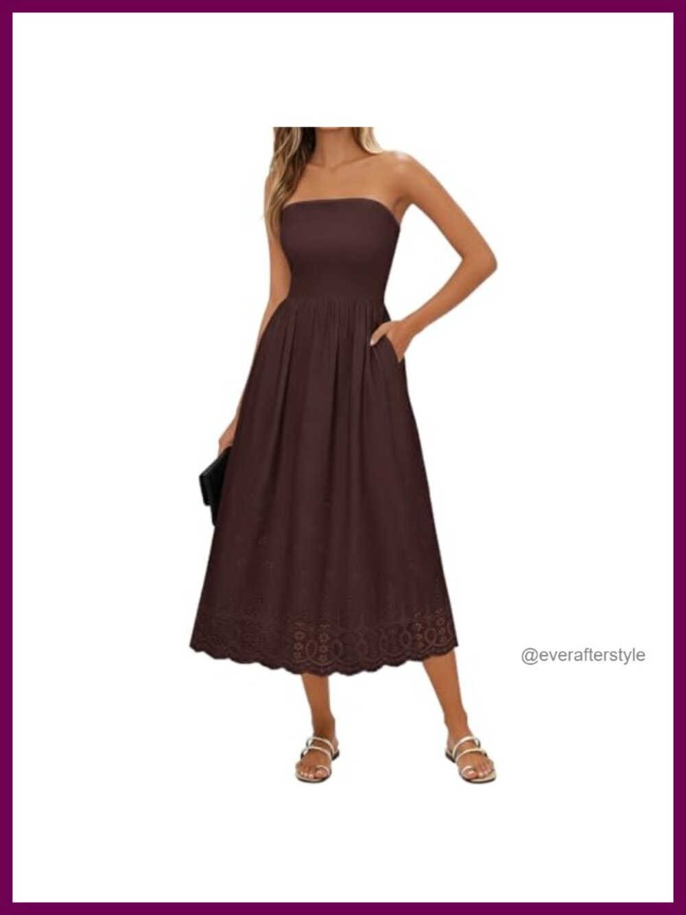 Lazysmile Women's Strapless Boho Maxi Dress Tube Top Sleeveless Summer